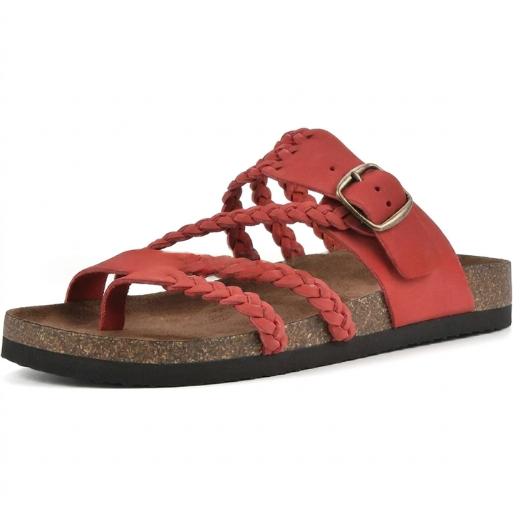 Elegante europäische Stil gewebte Riemen Flachsandalen für Frauen