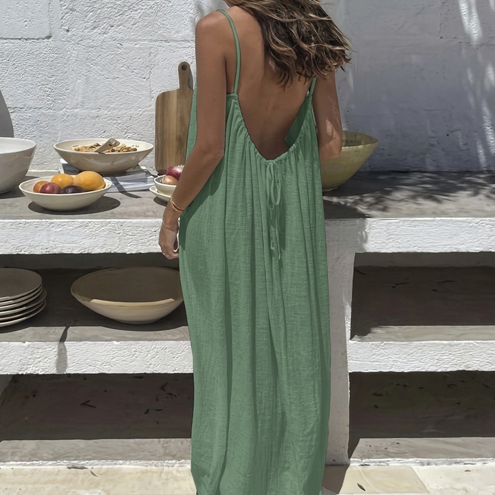 Damen Rückenlos Lockeres Lang Homewear Kleid
