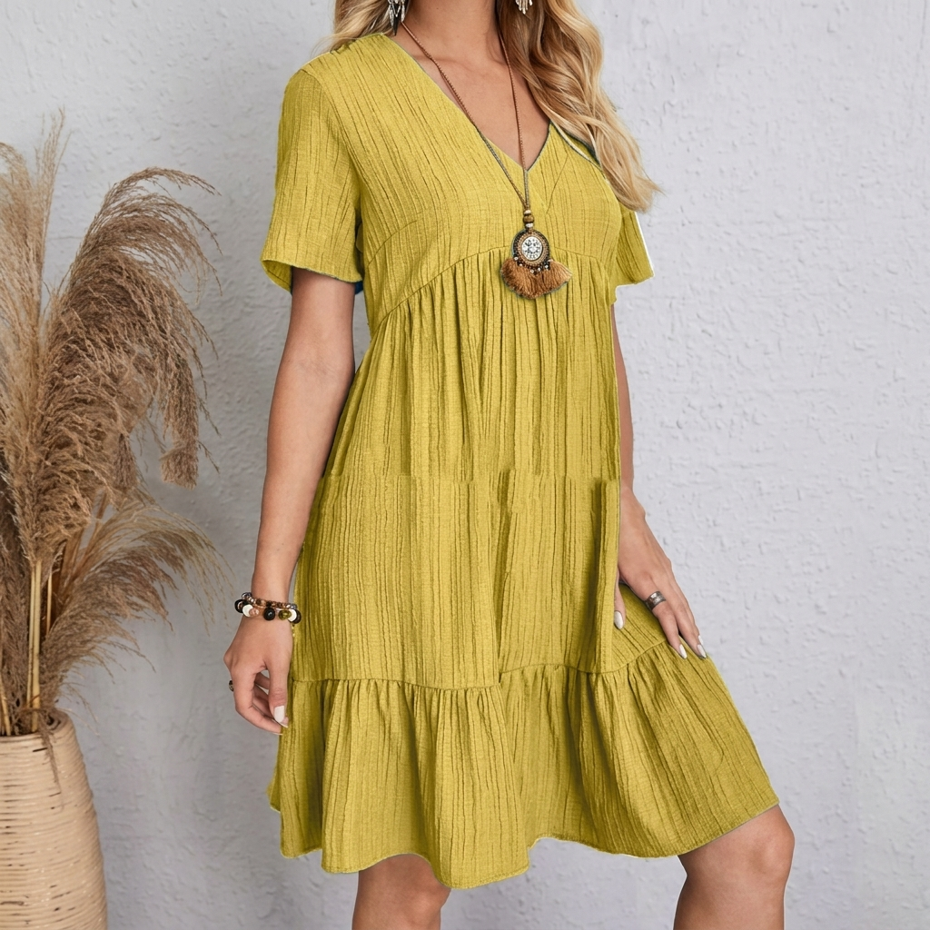 Schlankmachendes Retro V-Ausschnitt Kleid mit Bauchkontrolle