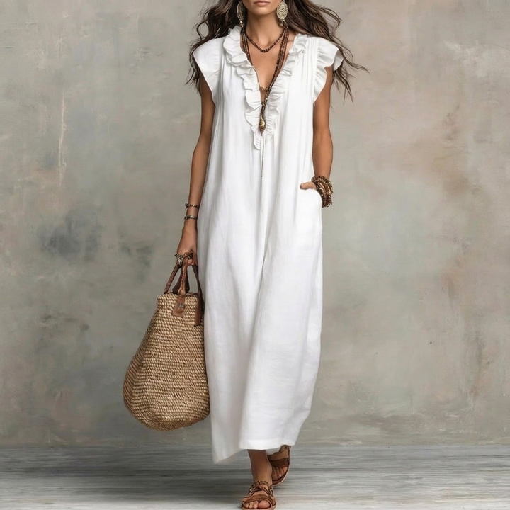 Frauen Sommer Rüsch Kleid