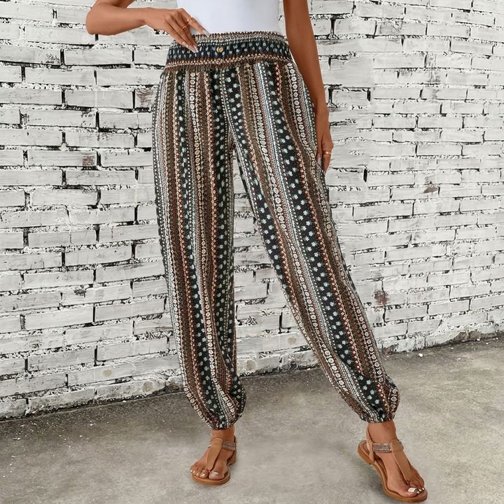 Hoch taillierte Hose im Boho-Stil für Damen