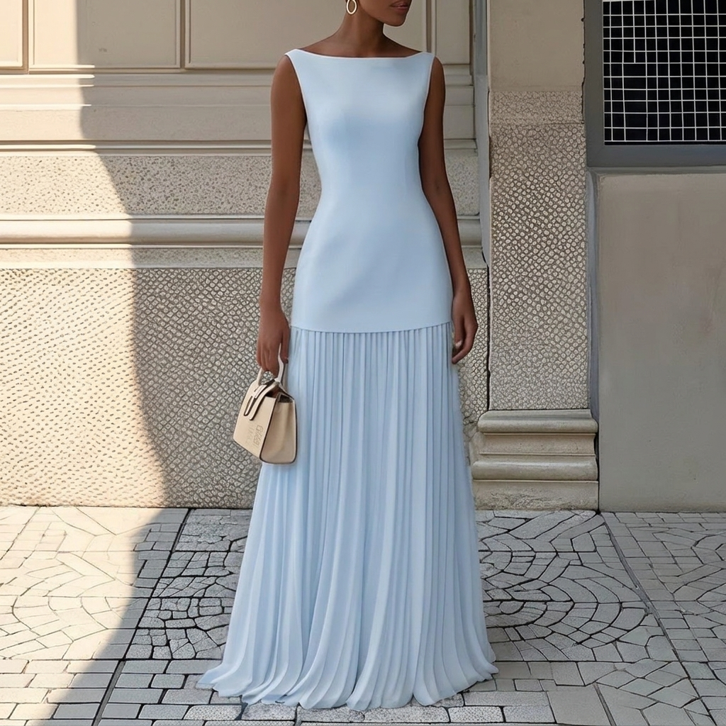 Elegantes Damen Aermelloses Westen Kleid