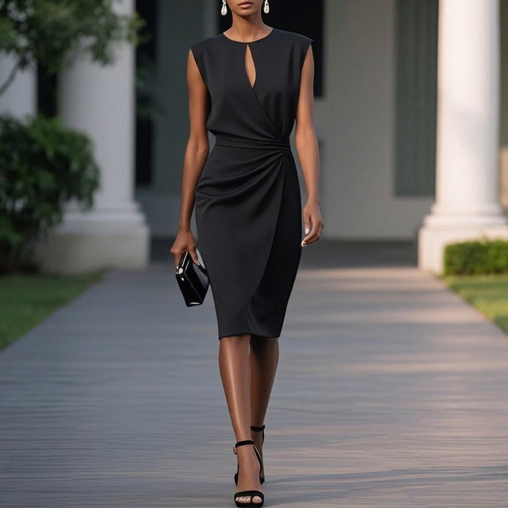 Damen Midi Kleid mit Kreuzfront
