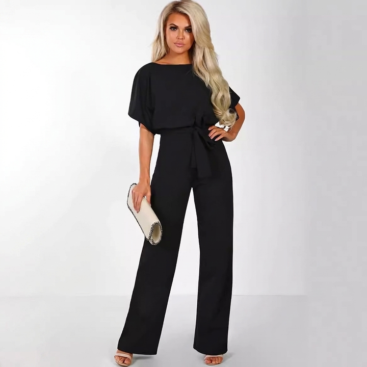 Damen Kurzarm Gerade Bein Jumpsuit
