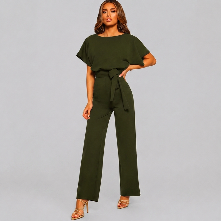 Damen Kurzarm Gerade Bein Jumpsuit