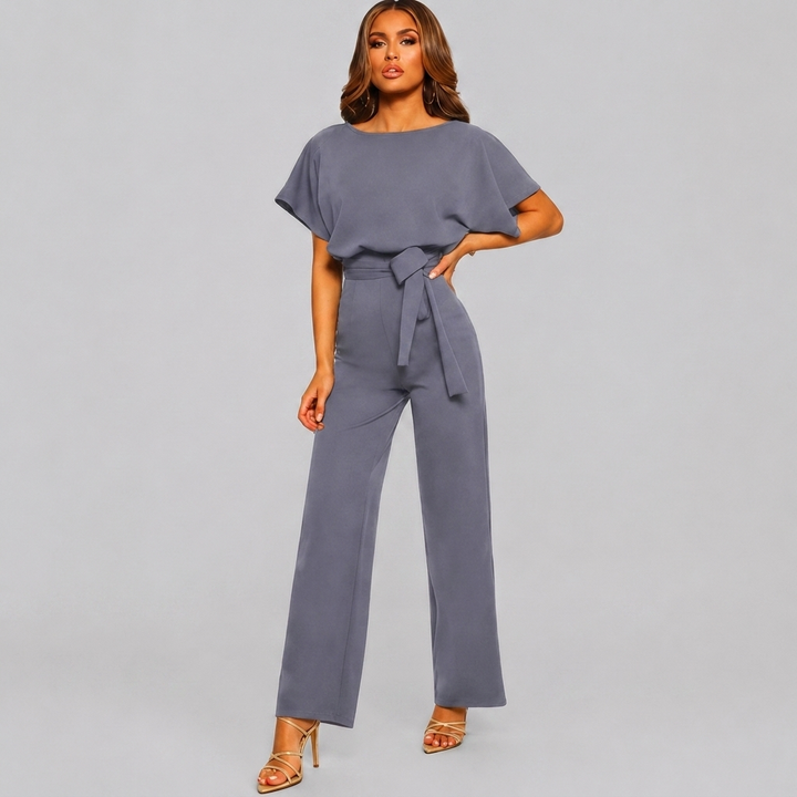 Damen Kurzarm Gerade Bein Jumpsuit