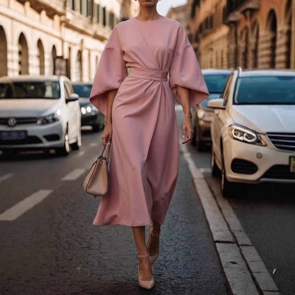 Elegantes Kleid mit Batwing-Ärmeln für Damen