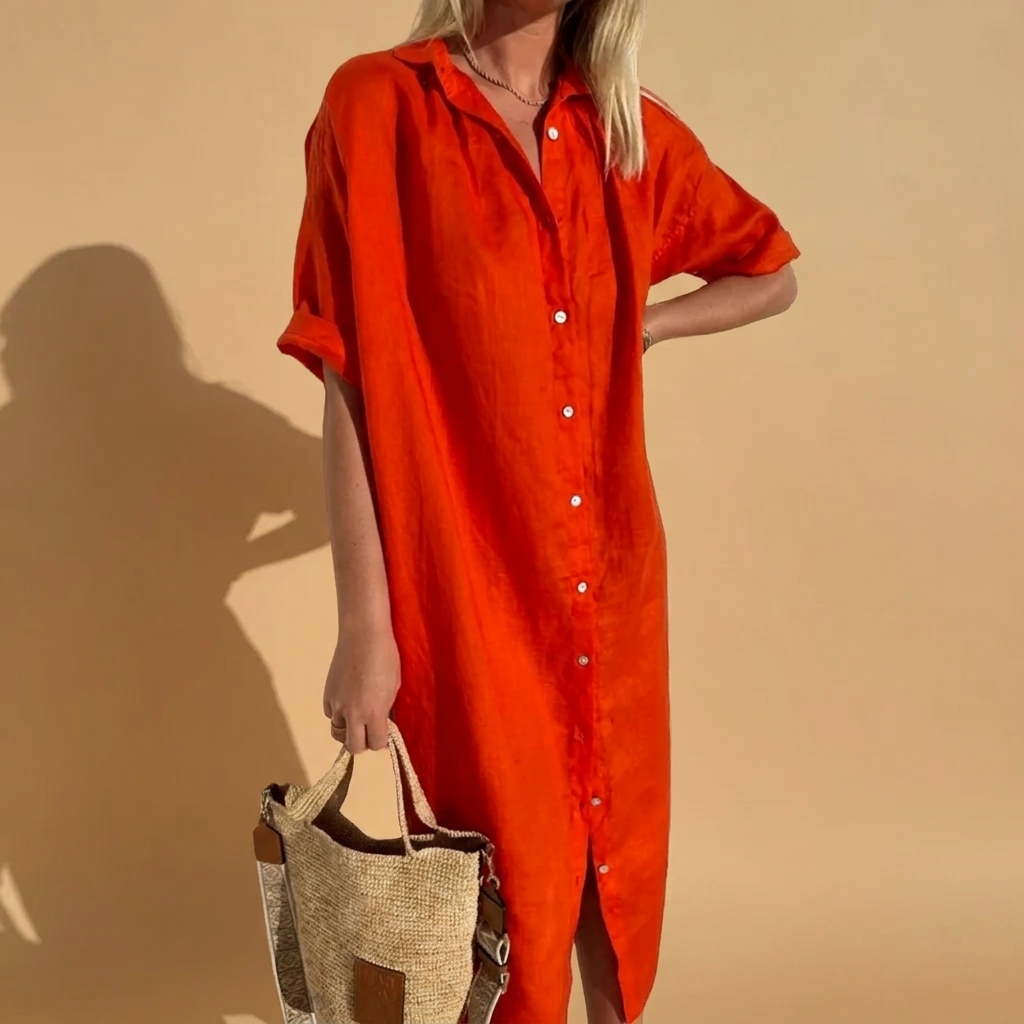 Lockeres Hemdkleid mit Knöpfen