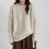 Oversized-Pullover in Elfenbein mit Taschen auf der Vorderseite