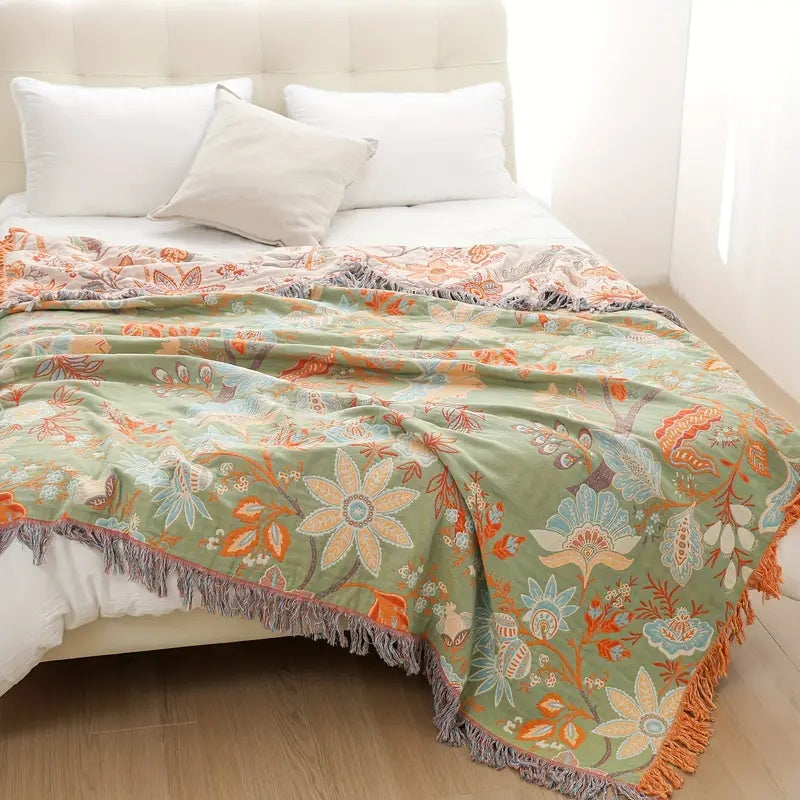 Bohol Rustic – Florale Boho-Decke für behaglichen Komfort und stilvolles Wohnen
