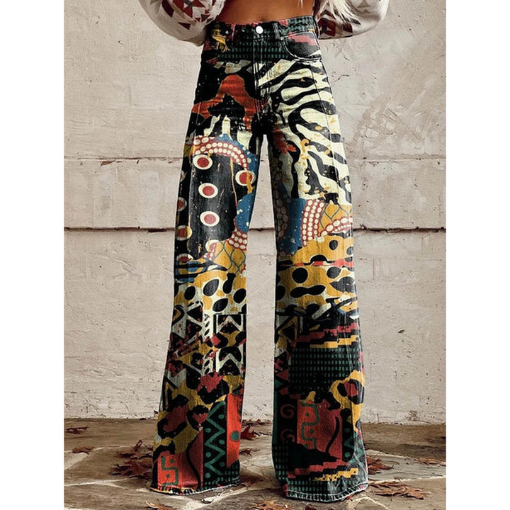 Damen Lange Hosen – Ritan Blumen- und Einfarbige Muster