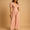 Schmeichelhafter Jumpsuit mit Puffärmeln
