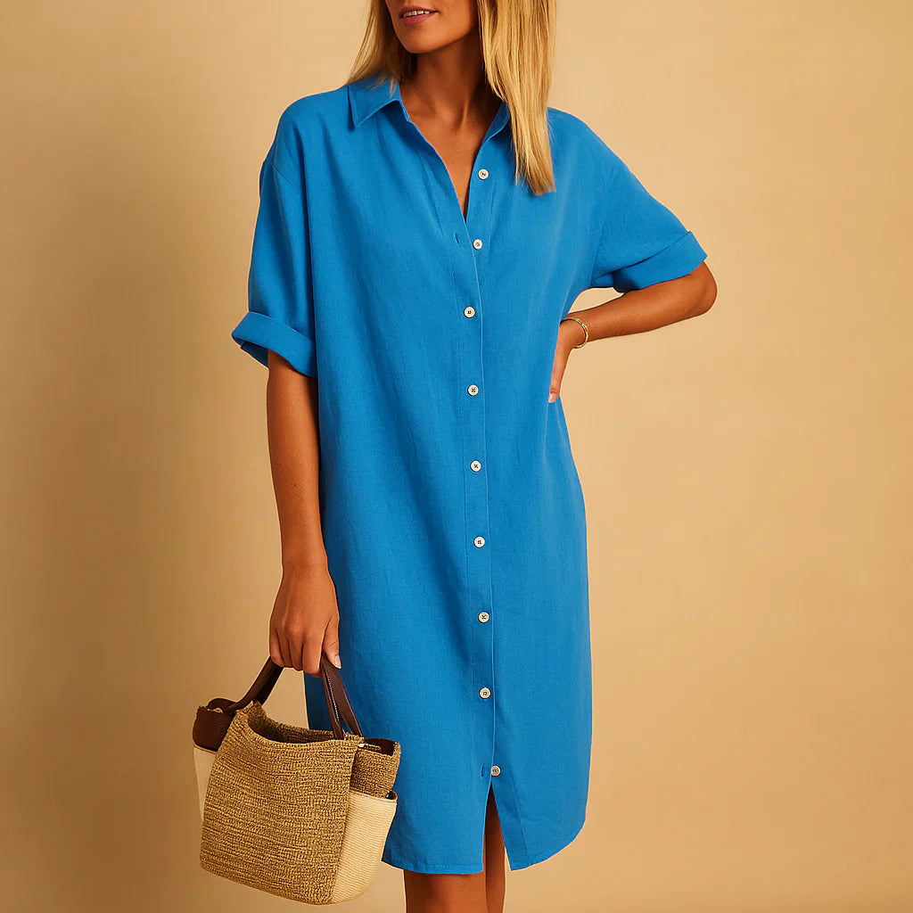 Lockeres Hemdkleid mit Knöpfen