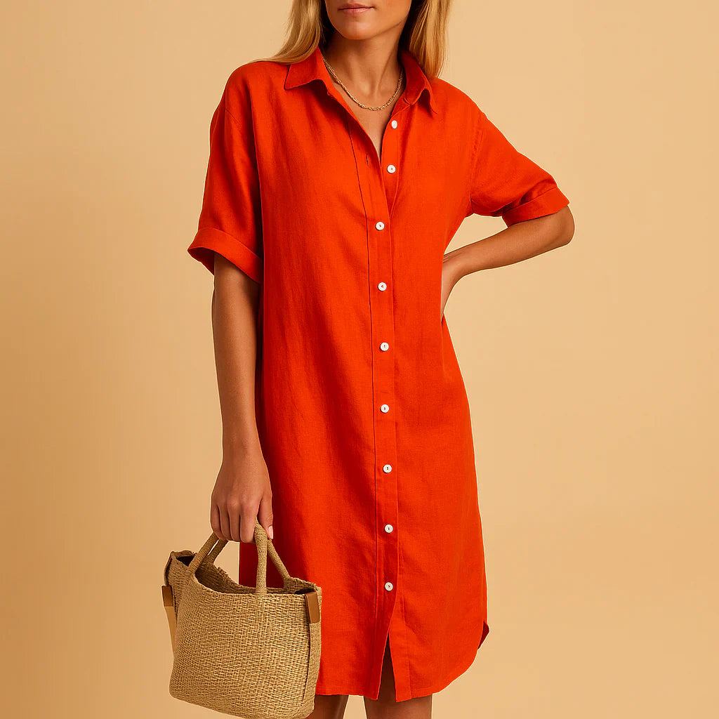 Lockeres Hemdkleid mit Knöpfen