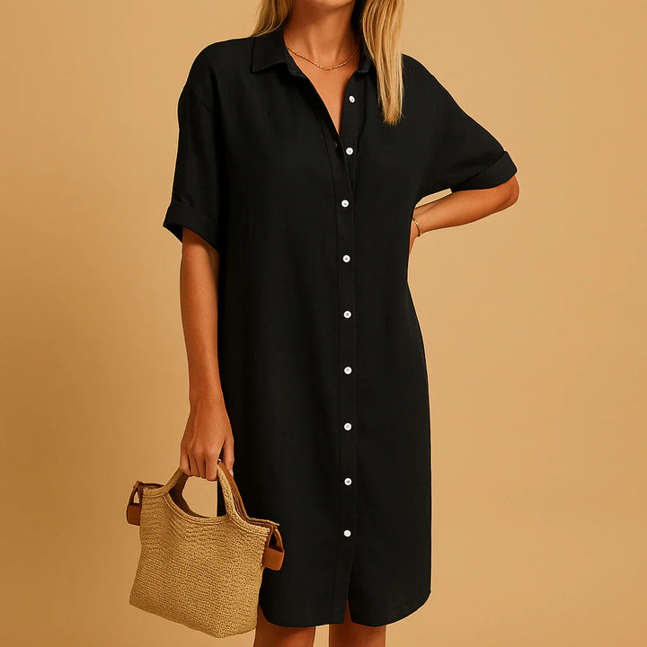 Lockeres Hemdkleid mit Knöpfen